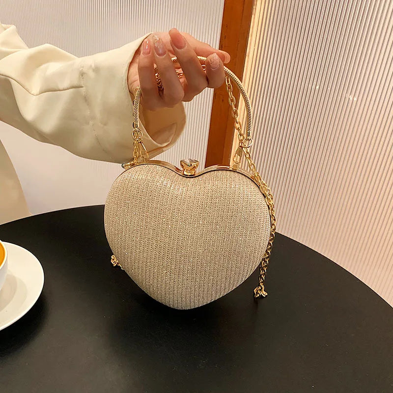 Bag Shiny Handbag Heart Shape