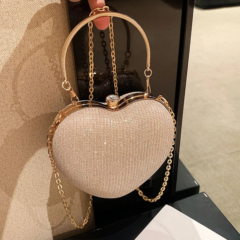 Bag Shiny Handbag Heart Shape