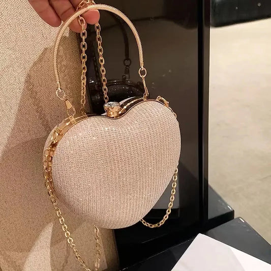 Bag Shiny Handbag Heart Shape