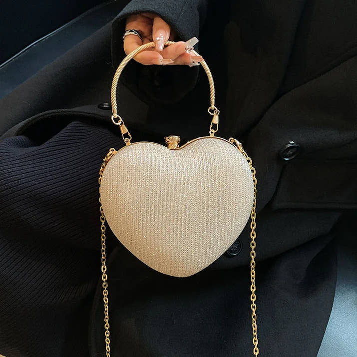 Bag Shiny Handbag Heart Shape