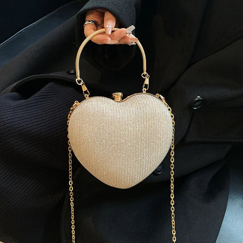 Bag Shiny Handbag Heart Shape
