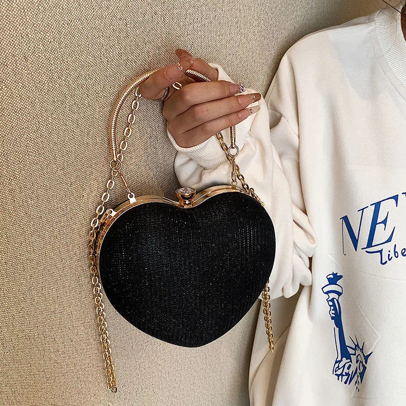 Bag Shiny Handbag Heart Shape